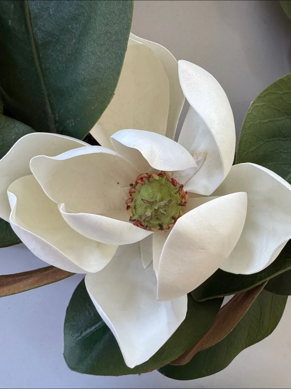 Artificial Magnolia Wreath with White Blooms 18